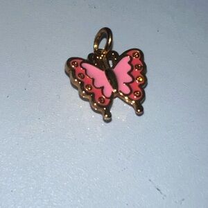 July Child Jewelry Pink and Gold Butterfly Enamel Charm